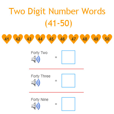 Two Digit Number Words (41 - 50)