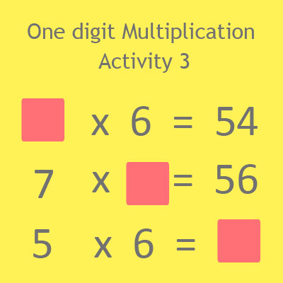 One digit Multiplication Activity 3