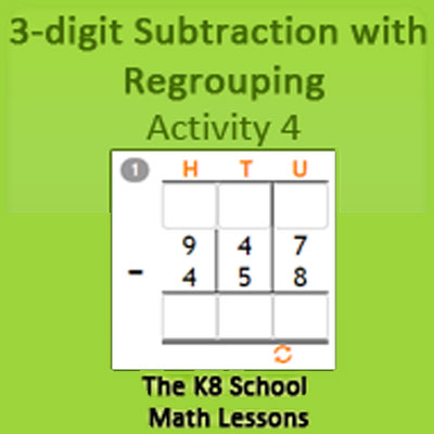 3 digit Subtraction with Regrouping Activity 4 | Subtraction Broowing