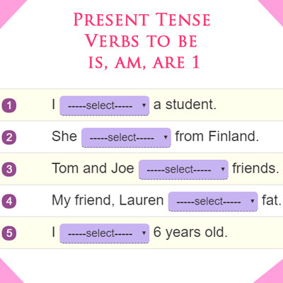 Present Tense Verbs to be is, am, are 1