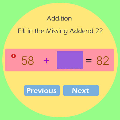 Addition Fill in the Missing Addend 22