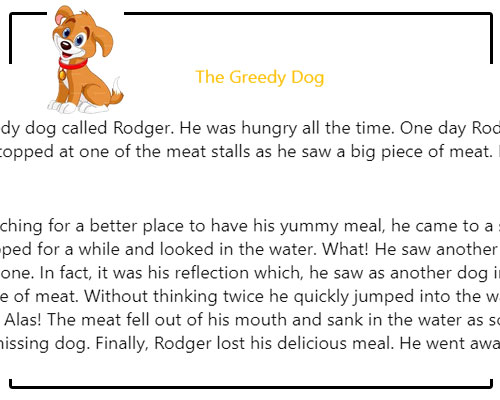 Comprehension Skills The Greedy Dog | English Comprehension Skills