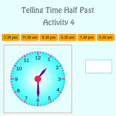 Telling Time Half Past Activity 4 | Telling Time Quiz | 12 Hour Clock