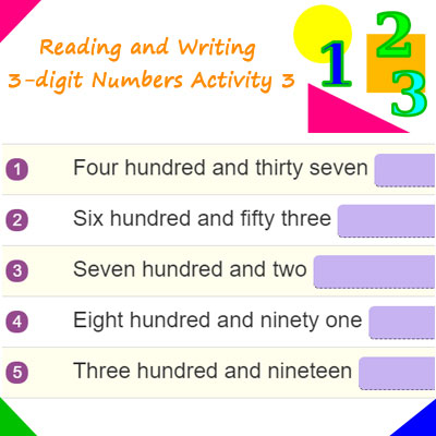 Reading and Writing 3-digit Numbers Activity 3 |2nd Grade 3-digit Numbers