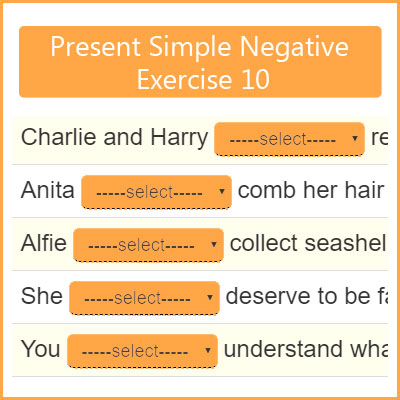 Present Simple Negative Exercise 10