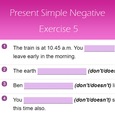 Present Simple Negative Exercise 5