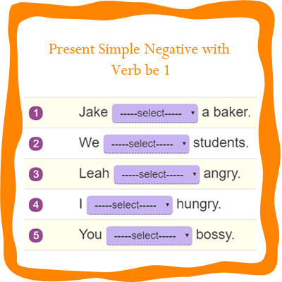 negative present simple positive verb grade worksheets 1st