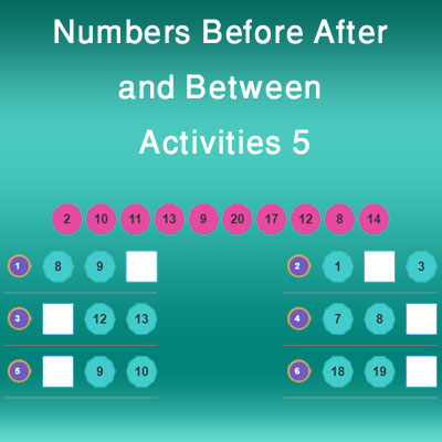 Numbers Before After and Between Activities 5 | Before After and Between