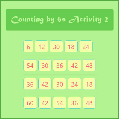 Counting by 6s Activity 2 | Number Patterns and Skip Counting Exercises