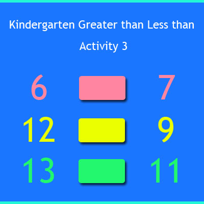 Kindergarten Greater than Less than Activity 3