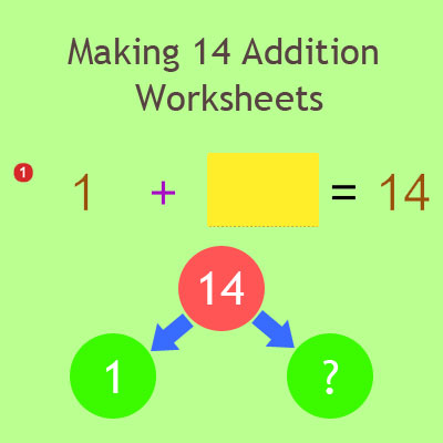 Making 14 Addition Worksheets | Number Bonds of 14 | Addition Facts