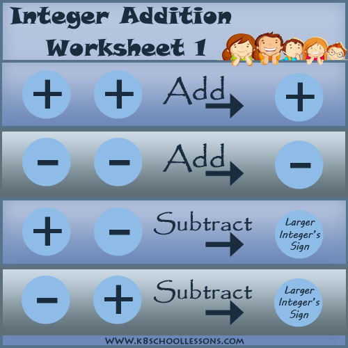 integers-worksheet-addition