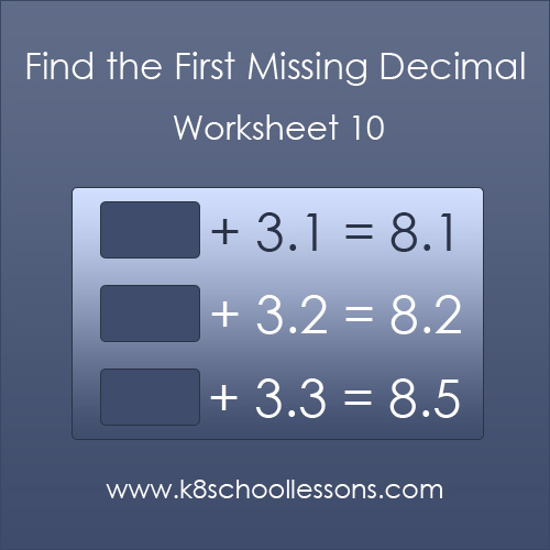 Find the First Missing Decimal Worksheet 10