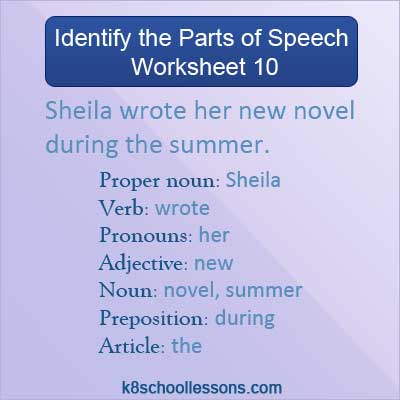 parts of speech worksheet learning services